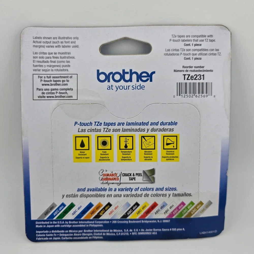 Brother P-Touch TZe-231‎ Laminated Label Tape Black on White OEM